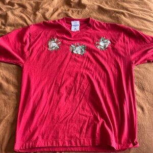 Vintage Red Christmas tee with Floral bell design
